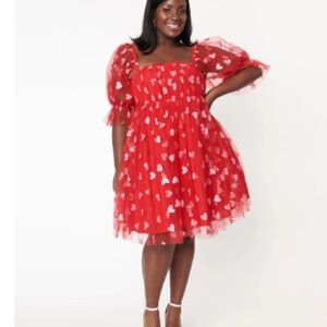 Unique Vintage Red Tulle Dress